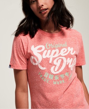 Superdry New Original Női Pólók Korall/Fehér | SCPRV1284